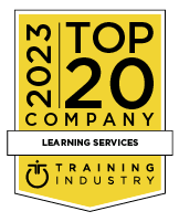 Badge recognizing AXIOM Learning Solutions as a Training Industry 2023 Top 20 Learning Services company